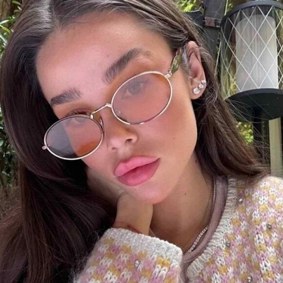 NEW Prada PR65ZS ZVN02Z Pale Gold Orange Oval Metal Unisex Sunglasses - Picture 4 of 13